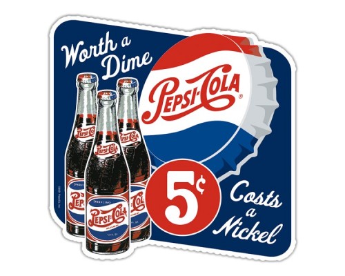 Enseigne Pepsi-Cola 5 cents en Métal embossé